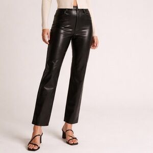 Abercrombie & Fitch Ultra High Rise Faux Leather Ankle Straight Pants 27 4 Black